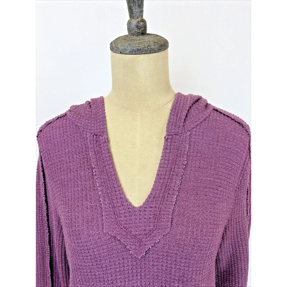 NWT XCVI Purple Thermal Hooded Long Sleeve Knit Top #0649 Size XL - Picture 5 of 8